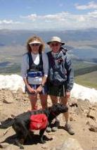 Sue, Jim & Cody on the 14,433' summit of MT Elbert, CO - The highest peak in the Rocky Mountains
